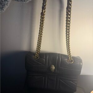 Kurt Geiger Black Quilted Shoulder Bag with Gold Chain